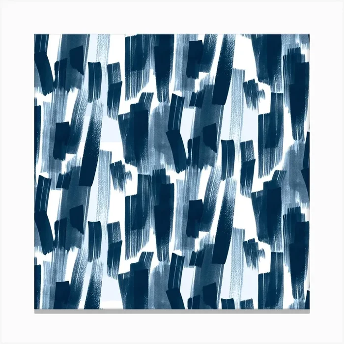 Big Brushstrokes Navy Square Canvas Print by Ninola Design