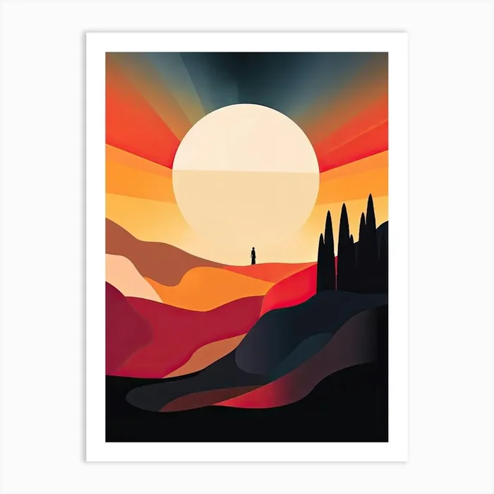 Big Sur California, Usa, Bold Outlines 1 Art Print by Dreamy Seasons Art