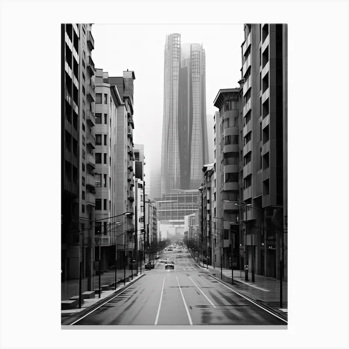 Bilbao, Spain, Black And White Photography 3 Canvas Print by Monochrome Vistas