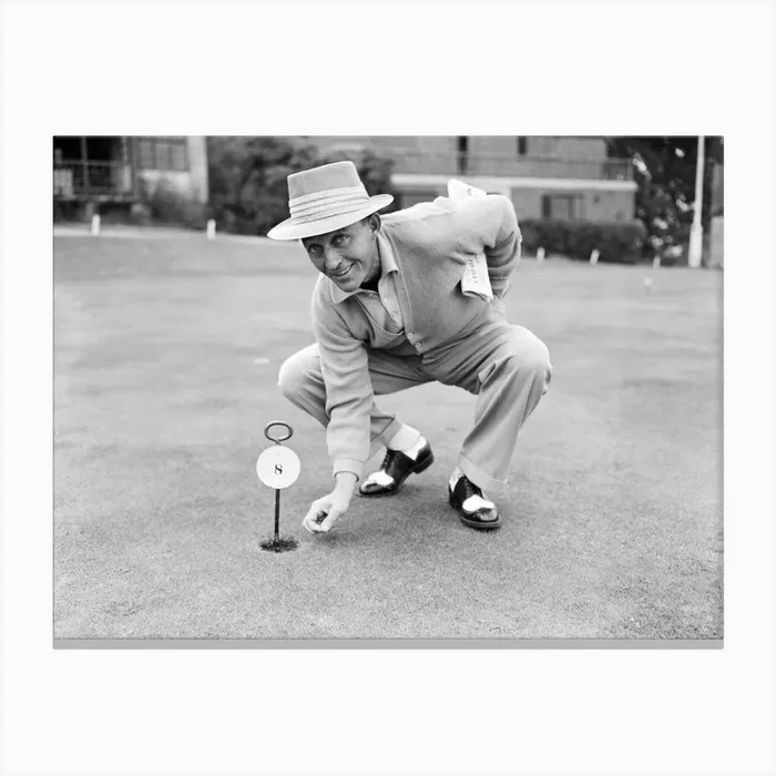 Bing Crosby On The Golf Course Playing For Charity Canvas Print by Mirrorpix