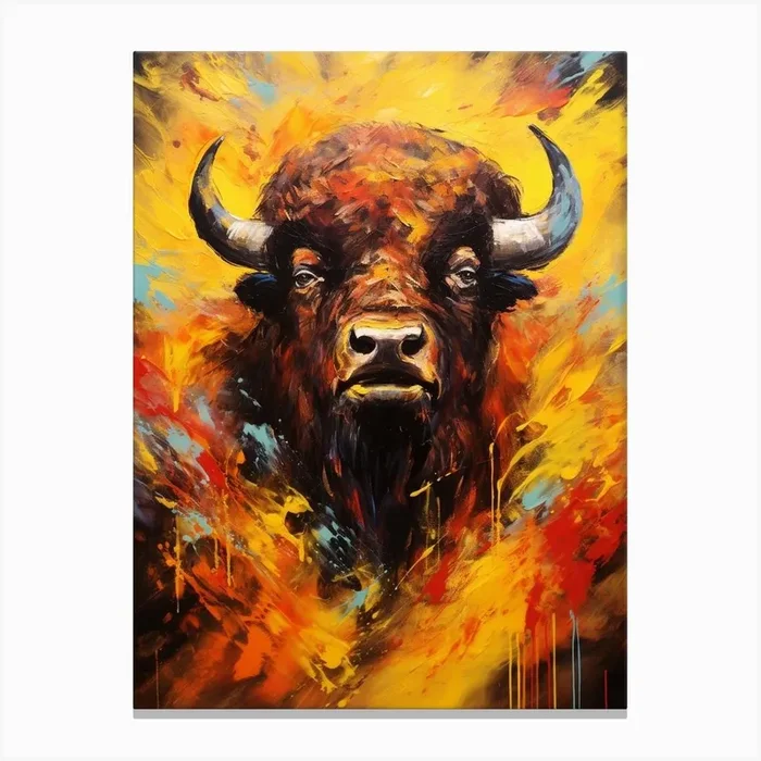 Bison Geometric Abstract 4 Canvas Print by Abstract Art Expressions