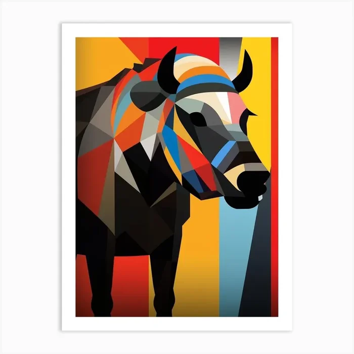 Bison Geometric Abstract 8 Art Print by Abstract Art Expressions