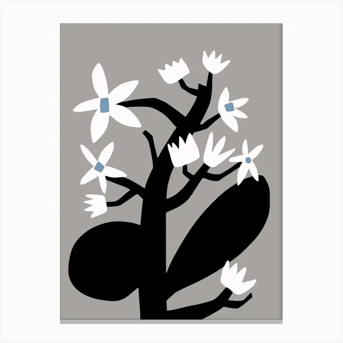 Black And White Flower Canvas Print by Little Dean
