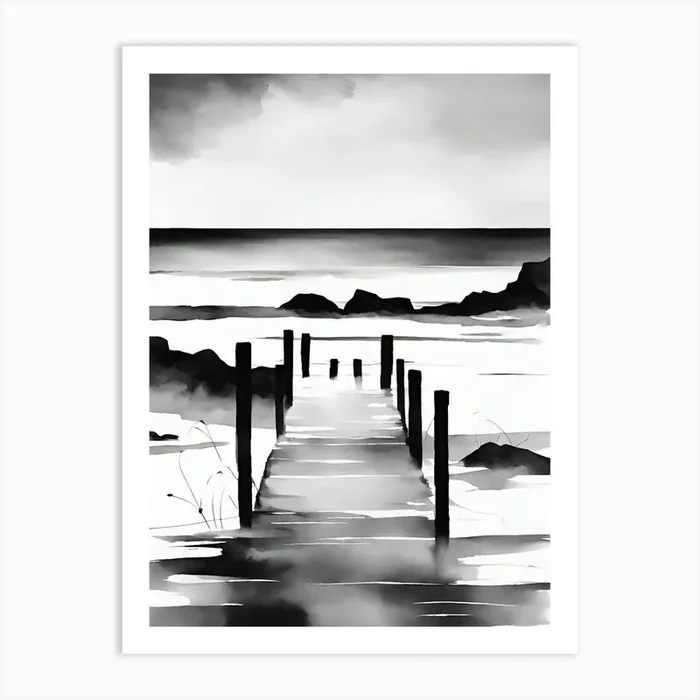 Black And White Of A Pier Art Print by OHKIMIKO