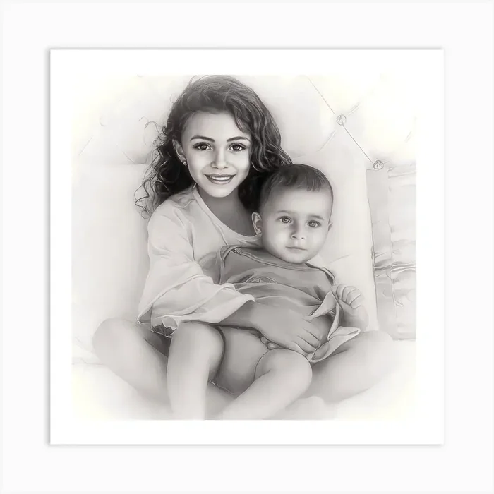 Black And White Portrait Art Print by ROHIT DIGITAL ARTS