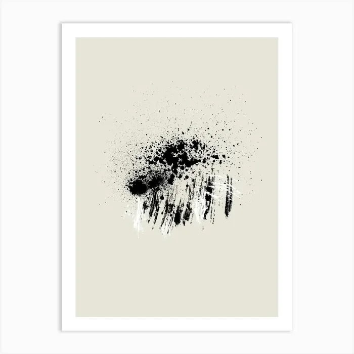 Black And White Splatter Art Print by Imaginative