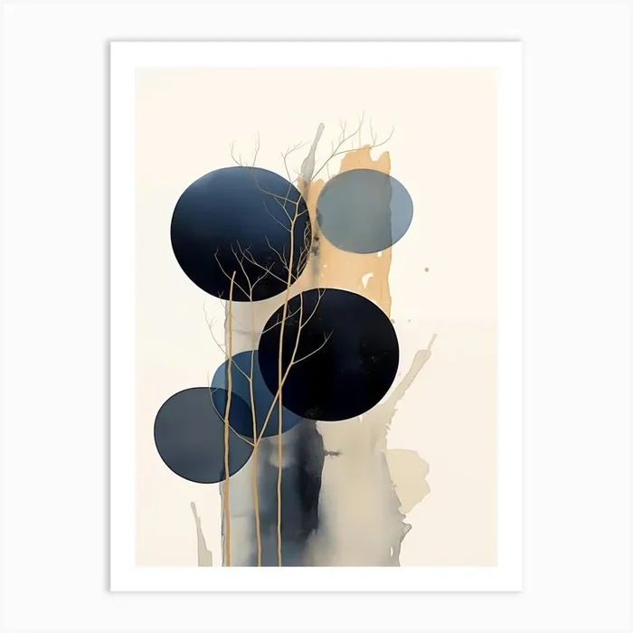Black, Blue And Gold Abstract Painting 2 Art Print by Regis Artworks