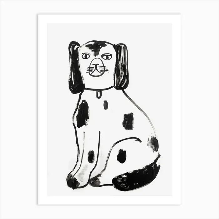 Black Cute Dog Art Print by Marika Giacinti