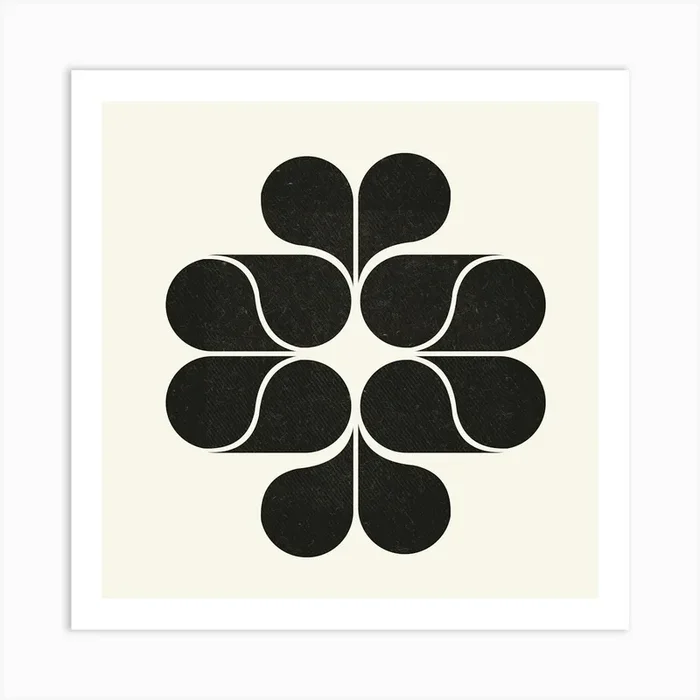 Black Geometry Floral Art Print by showmemars