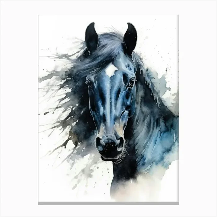 Black Horse 1 animal Canvas Print by JBJart Justyna Jaszke