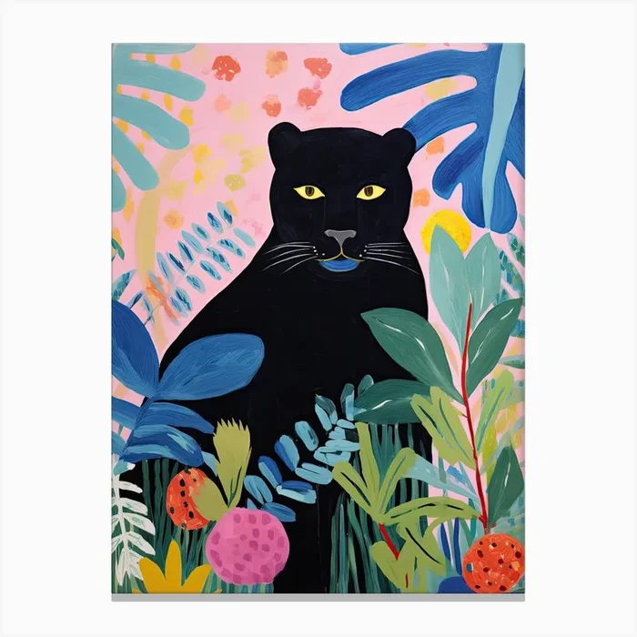 Black Panther In The Jungle, Matisse Inspired Canvas Print by Art-Syndicate