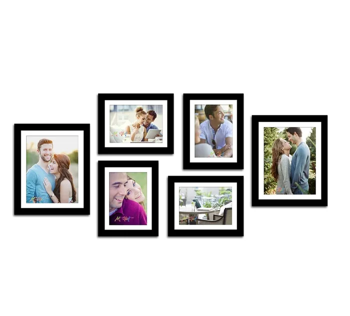 Black Wall Photo Frames Set of 6
