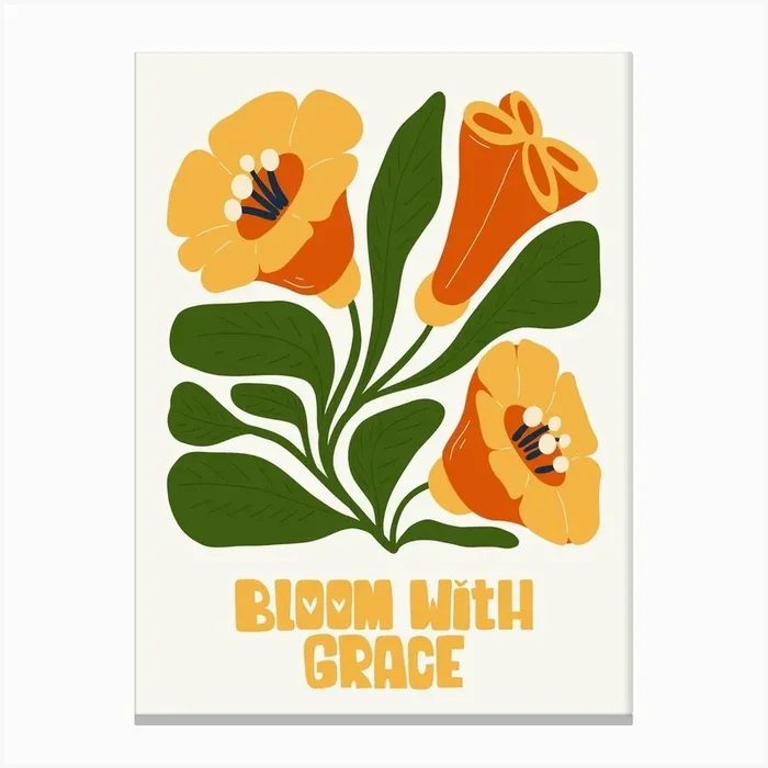 Bloom With Grace Boho Botanical Matisse Style 1 Canvas Print by Artsy Bessy