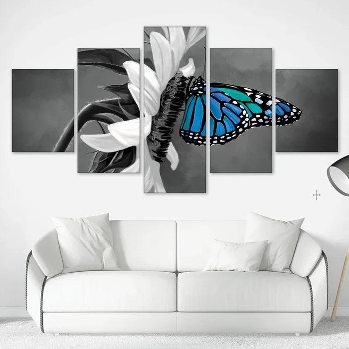 Blue Butterfly Canvas – 5 Panel
