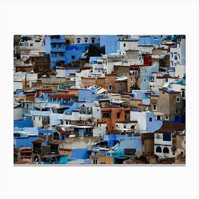 Blue City Of Chefchaouen Canvas Print by Rakan