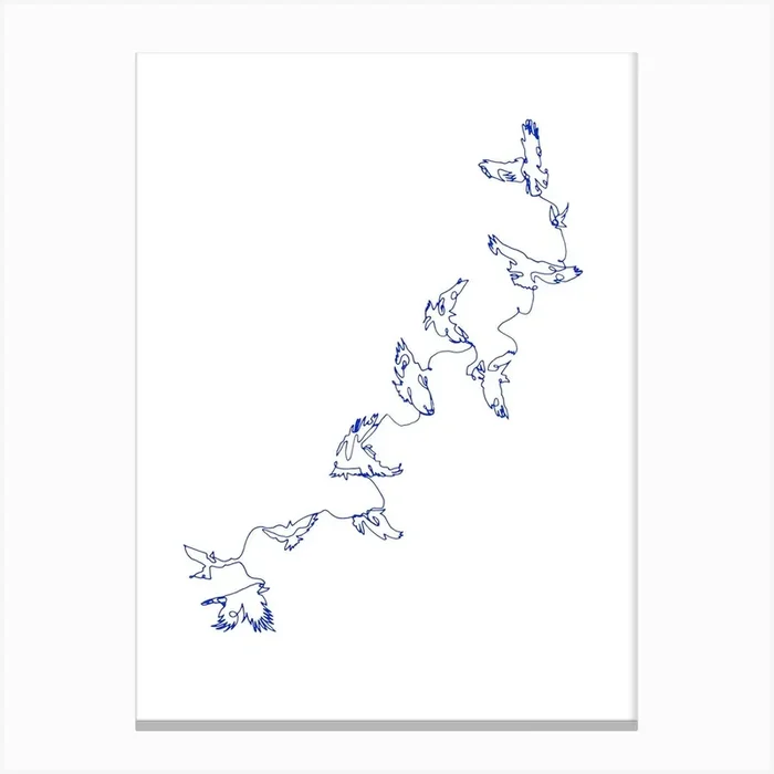 Blue Connected in Flight Canvas Print by THIS LAKSHMI