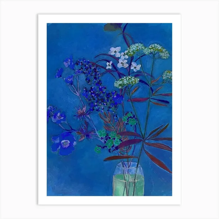 Blue Flowers Art PrintNY by Nicola Yarrow