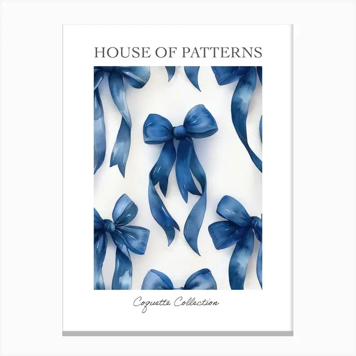 Blue Lace Bows 1 Pattern Poster Canvas Print by House of Patterns