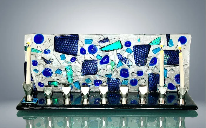 Blue Mosaic Menorah