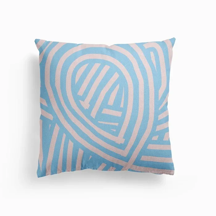 Blue Pink Striped Abstract Canvas Cushion by Little Dean