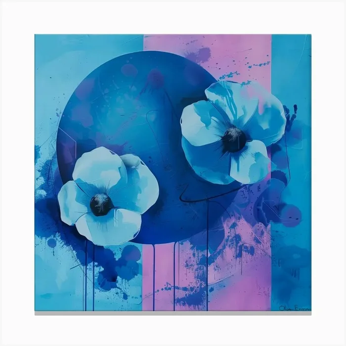 Blue Poppies Canvas Print by Olya Enina
