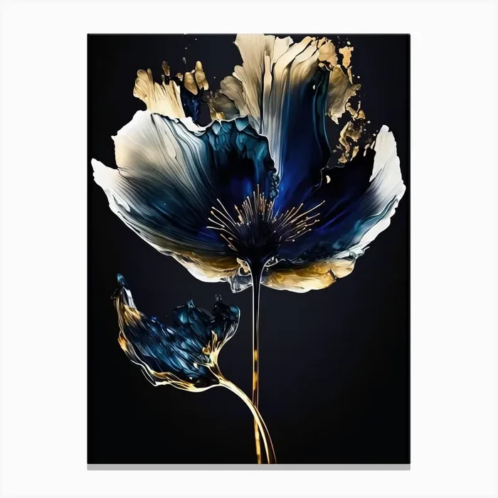 Blue Poppy Canvas Canvas Print by Artsy Bessy