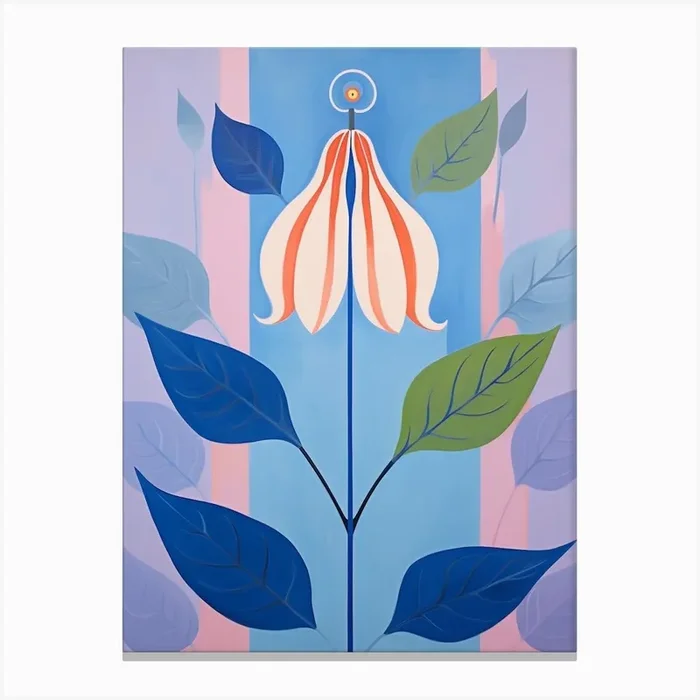 Bluebell 1 Hilma Af Klint Inspired Pastel Flower Painting Canvas Print by Botanic Studio