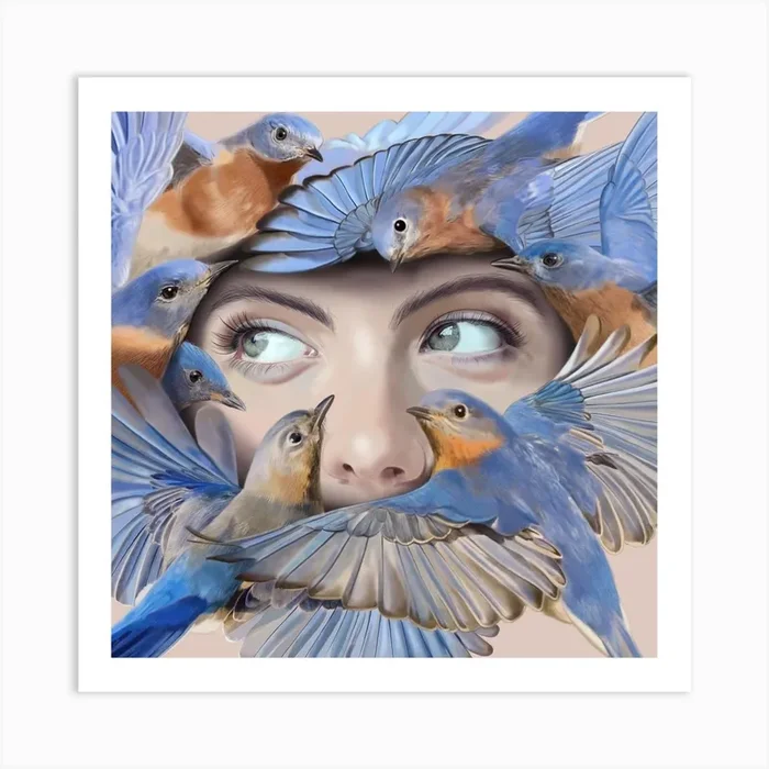 Bluebirds Art Print by Valentina Livi