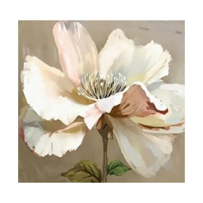 Blush Bloom – Hand-Painted Scandinavian Floral Canvas Art in Neutral Tones