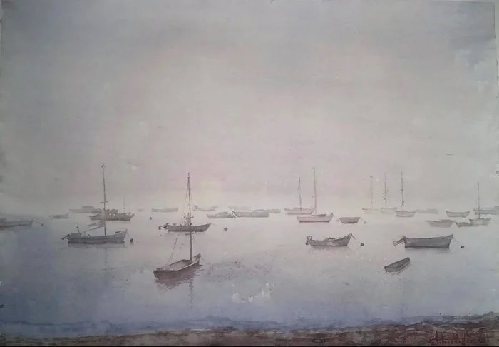 Boats (2018) Watercolour by Eugene Gorbachenko