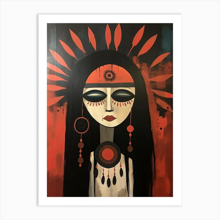 Bohemian Totem Spirit, Boho Art Style Art Print by Art-Syndicate