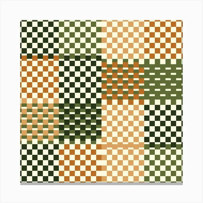 Boho Check Retro Pattern Canvas PrintK by Koovox