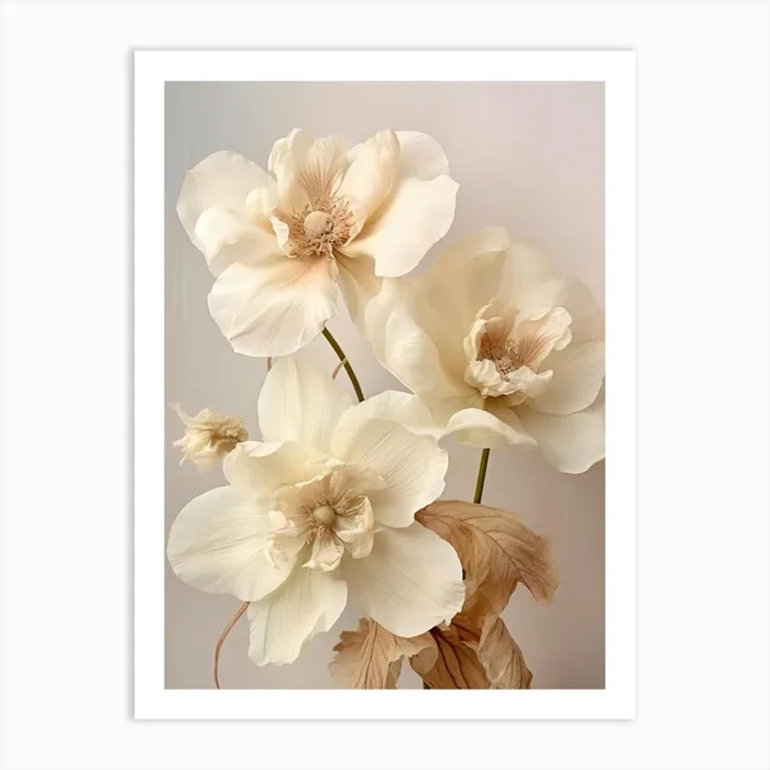 Boho Dried Flowers Hellebore Art Print by Botanic Studio