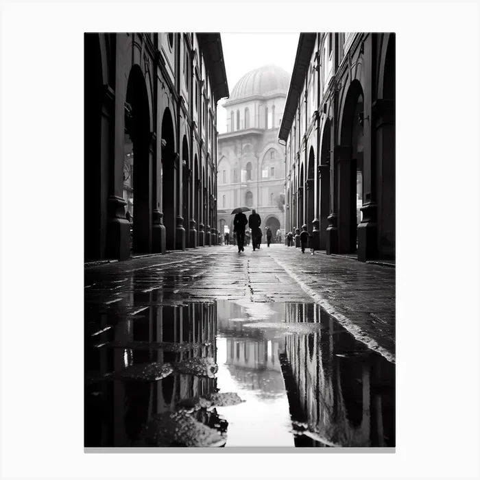 Bologna, Italy, Black And White Analogue Photography 2 Canvas Print by Monochrome Vistas