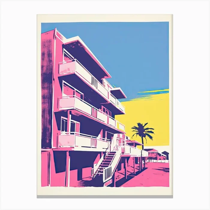 Bondi Beach In Risograph Style 4 Canvas Print by Vintage Ink