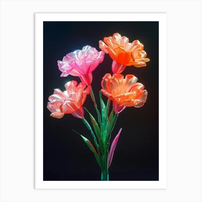 Bright Inflatable Flowers Carnations 5 Art Print by Botanic Studio
