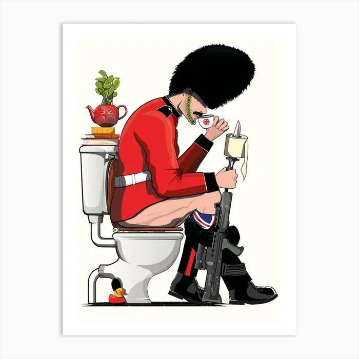British Soldier, Kings Guards, on the Toilet Art Print by Wyatt 9