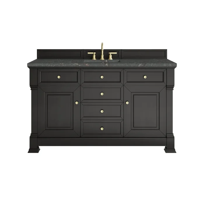 Brookfield 60 ” Single Vanity, Black Onyx w/ 3 CM Parisien Bleu Silestone® Top