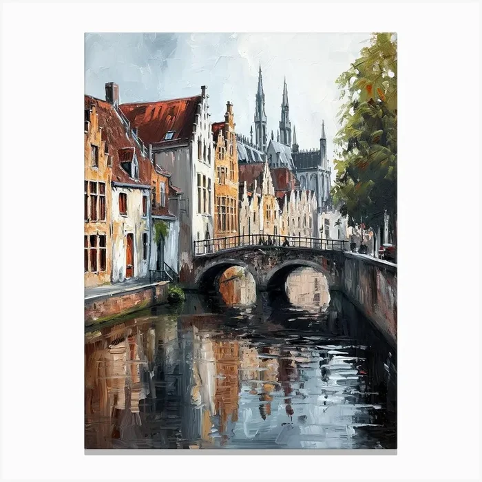 Bruges, Oil Canvas Print by Art-Syndicate