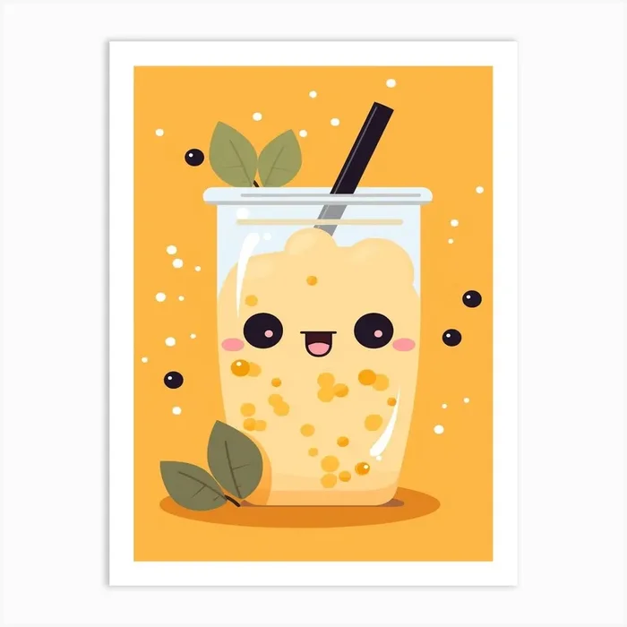 Bubble Tea Kawaii Illustration 3 Art Print by Kawaii Kingdom