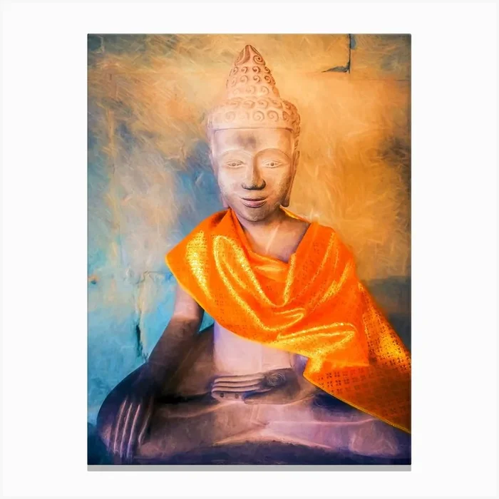 Buddha Of Angkor Wat Cambodia Canvas Print by Paul J Bucknall