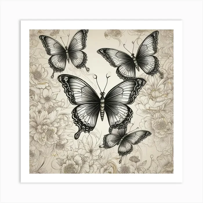 Butterflies And Flowers 17 Art Print by Noctarius