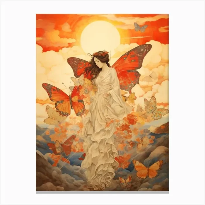 Butterfly Cloud Woman Canvas Print by Whimsical Meadows