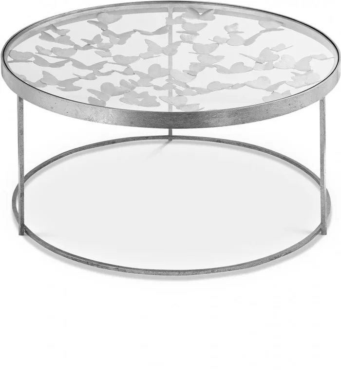 Butterfly Glass Top And Iron Base Coffee Table