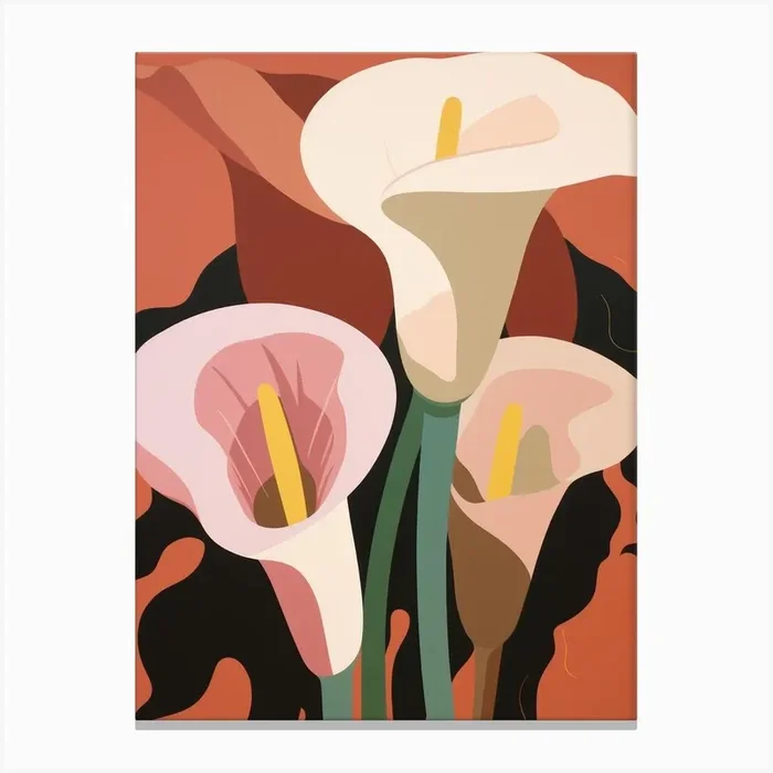 Calla Lilies Flower Big Bold Illustration 4 Canvas Print by Flora Expressions