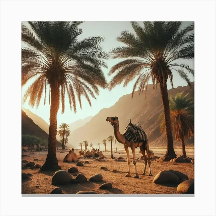 Camel With Palm Trees 1 Canvas PrintS by Sinaibedouin