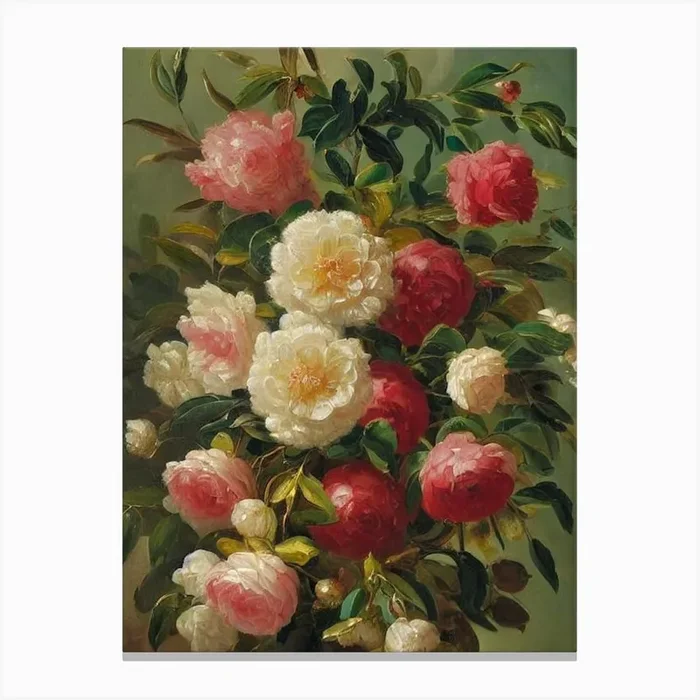 Camellia Painting 3 Flower Canvas Print by The Artsy Florist