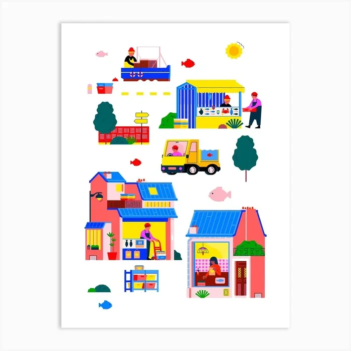 Camion Poisson Art Print by Montsouris