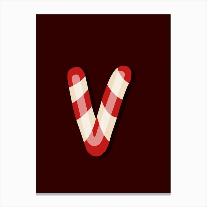 Candy Cane Christmas Letters Living Room Holiday Display 22 Canvas Print by MimiWONDERS