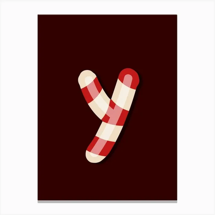 Candy Cane Christmas Letters Living Room Holiday Display 25 Canvas Print by MimiWONDERS